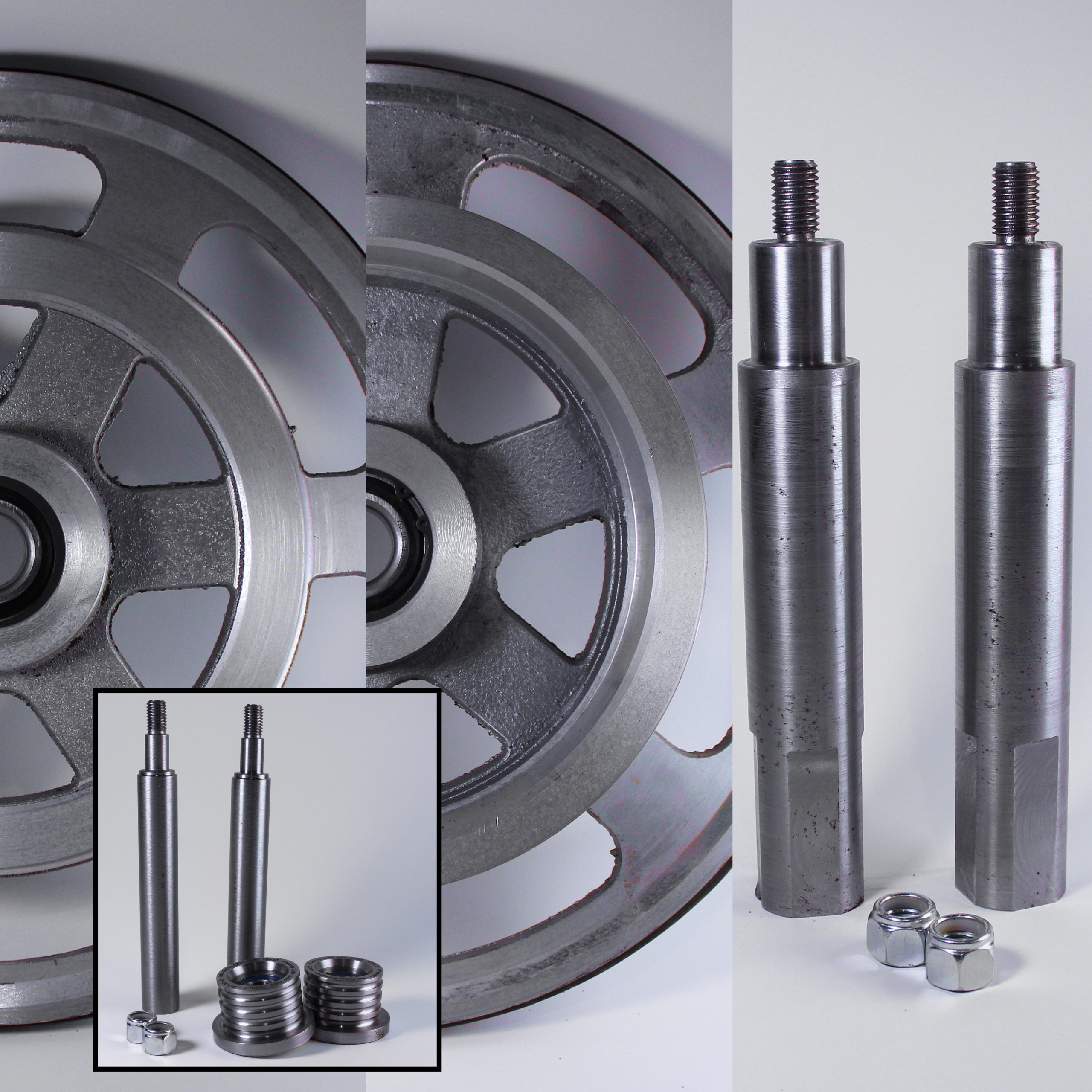 Kit Volantes de Aluminio Mecanizados + Kit Rollers para aserraderos